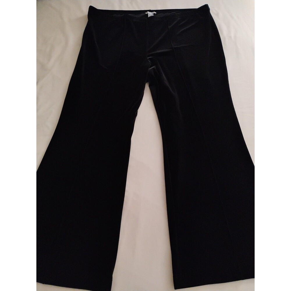John Mark Women's Black Velvet Pants Velour Plus 3X Elastic Waist 30" Long NWOT